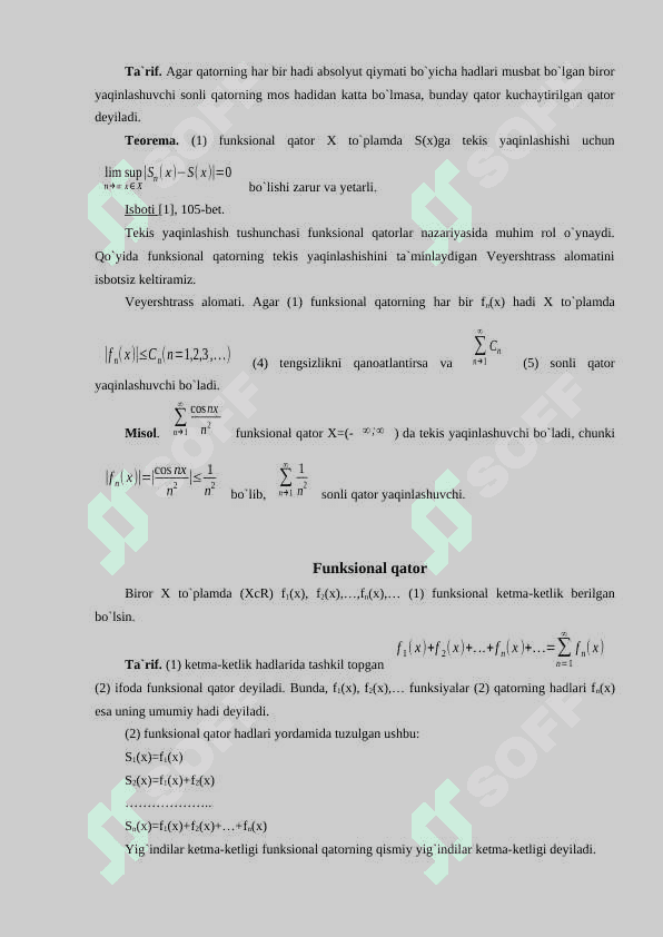Furye integrali. Furye qatorining taqribiy hisoblashga tadbiqi 7