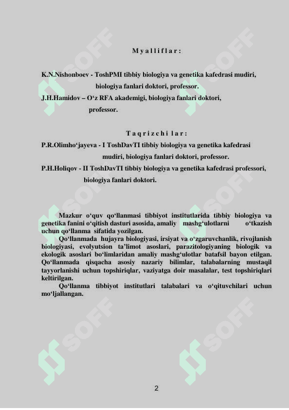 TIBBIY BIOLOGIYA VA GENETIKA 2