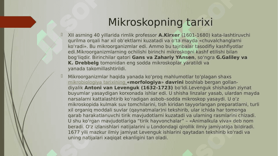 Mikroskop. Mikroskop bilan ishlash qoidasi 4