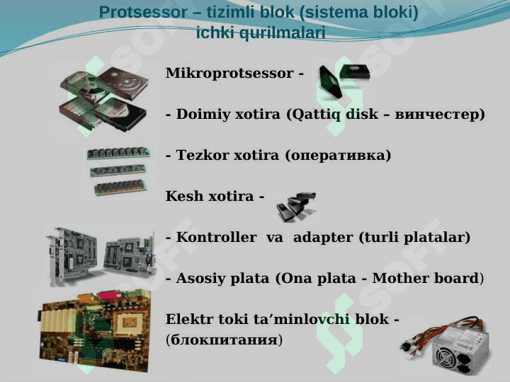 KOMPYUTER ICHKI QURILMALARI VA ULARNING VAZIFASI 2