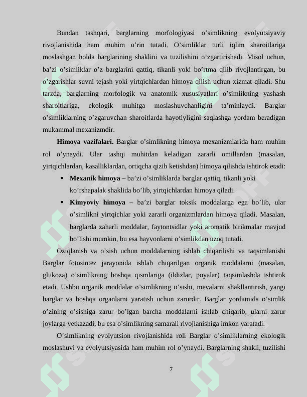 BARGLARNING MORFOLOGIK VA ANATOMIK TUZILISHI 7