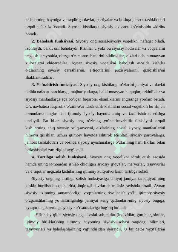 SIYOSIY MАDАNIYAT, SIYOSIY MАFKURАLАR 5