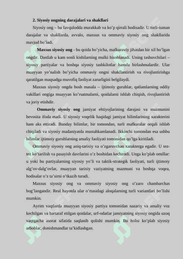 SIYOSIY MАDАNIYAT, SIYOSIY MАFKURАLАR 7