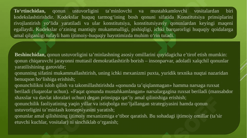 QONUN USTUVORLIGI – FUQAROLIK JAMIYATINING MUHIM OMILI 8
