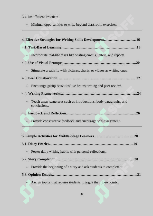 Development of writing skills at the middle stage of teaching English in a secondary school 8