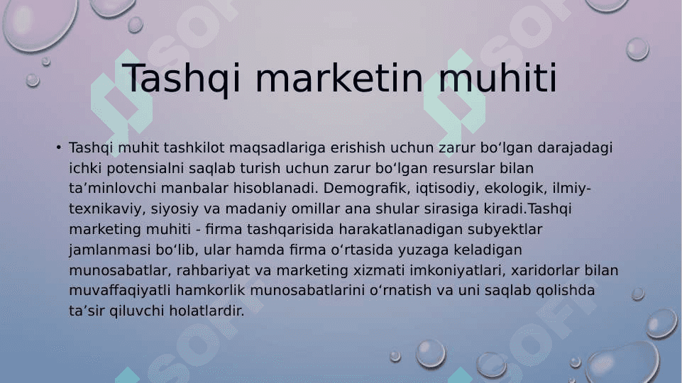 Mavzu: Marketing tizimi va sohasi. 6