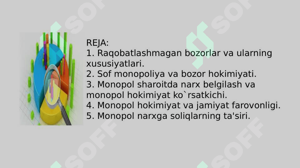 Mavzu: Raqobatlashmagan bozor sharoitida monopol narx belgilash va bozor hokimiyati. 2