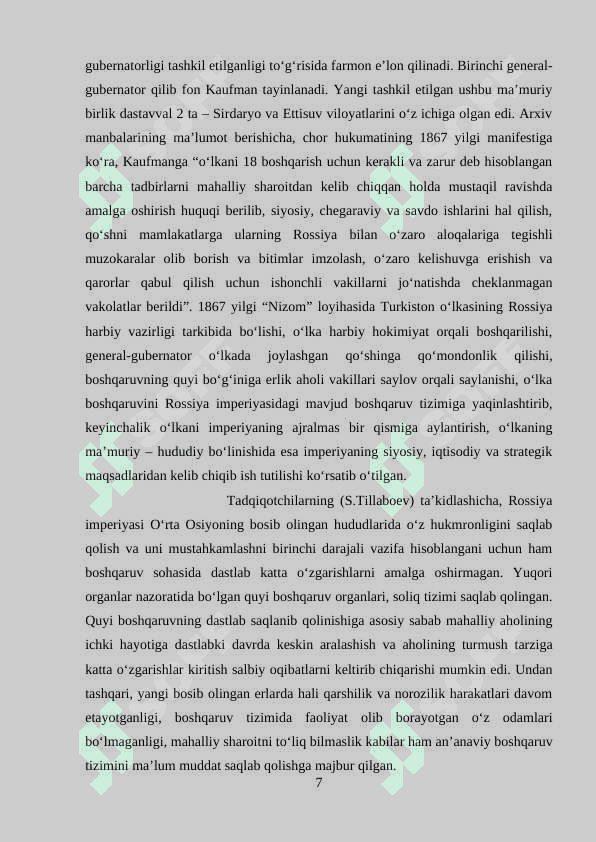 Turkistonda ma'muriy boshqaruv siyosati 7