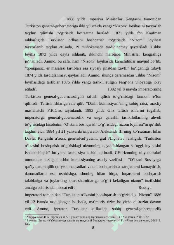 Turkistonda ma'muriy boshqaruv siyosati 8