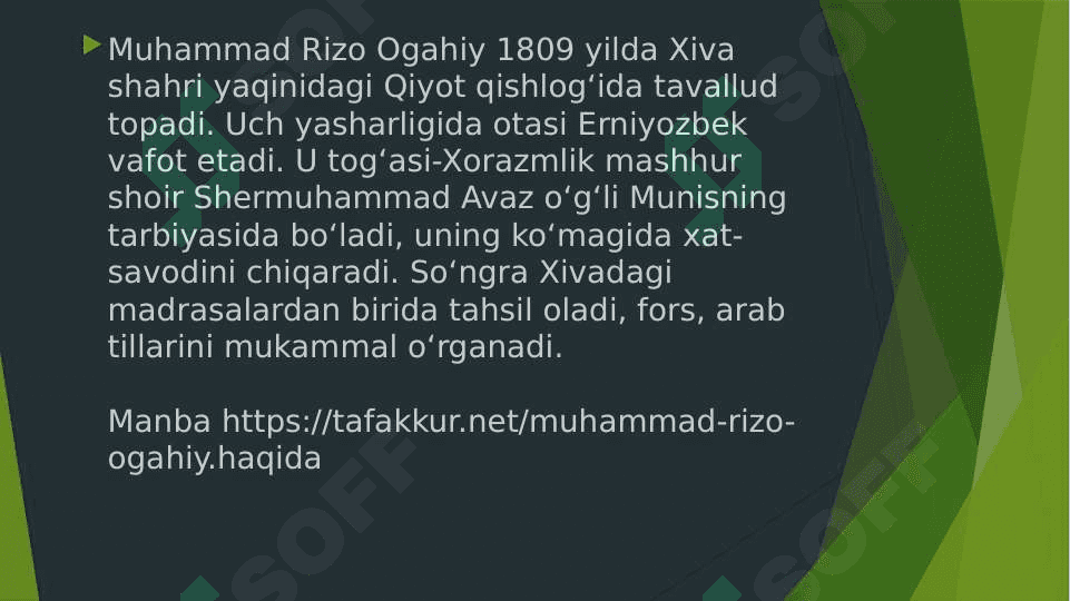 Ogahiy hayoti va ijodi 2