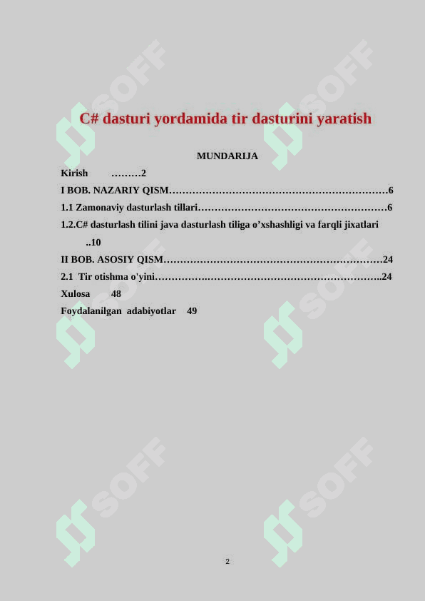 C# dasturi yordamida tir dasturini yaratish 2