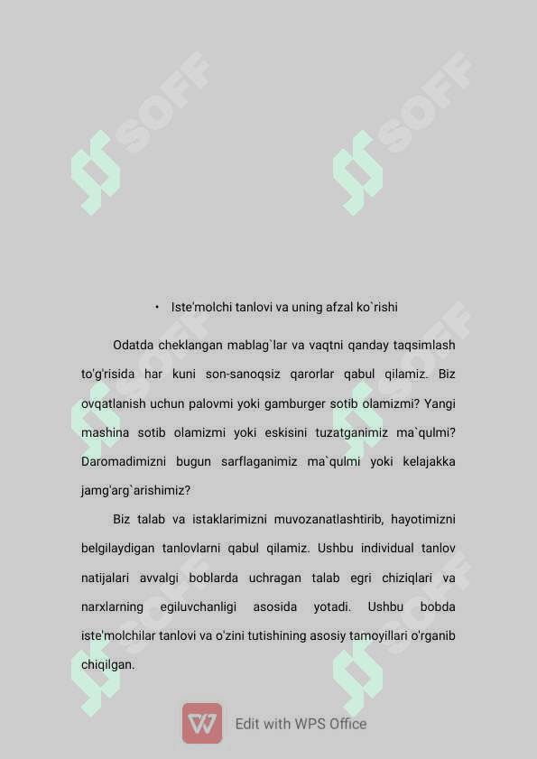 ISTE’MOLCHILAR TANLOVI NAZARIYASI 2