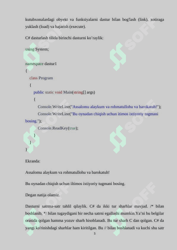 C# dasturlash tilida MenuStrip komponentasi yordamida dasturlar yaratish 5