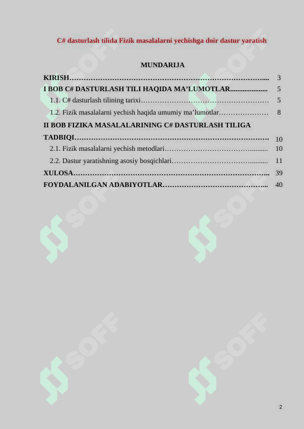 C# dasturlash tilida Fizik masalalarni yechishga doir dastur yaratish 2