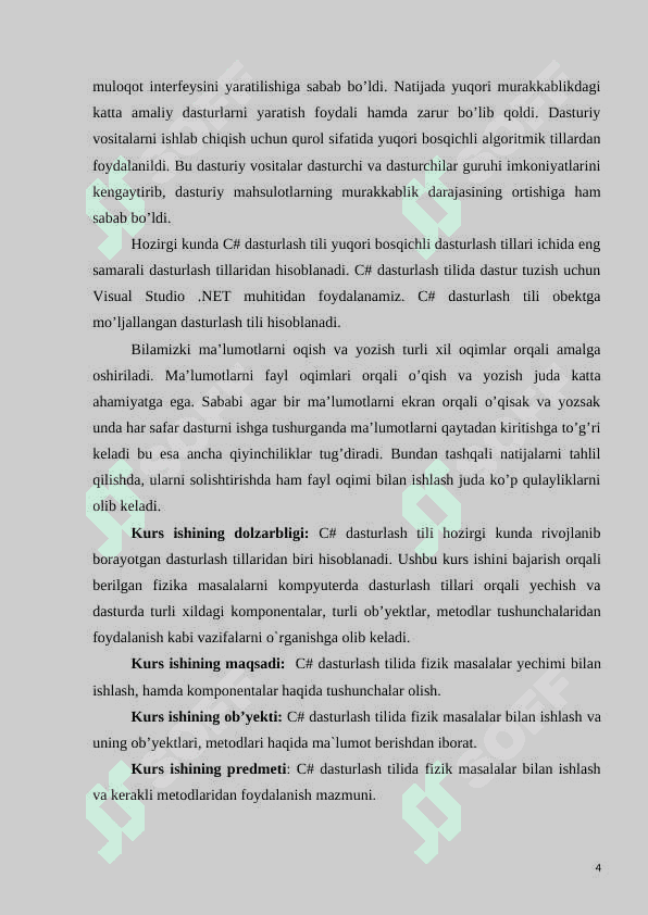 C# dasturlash tilida Fizik masalalarni yechishga doir dastur yaratish 4
