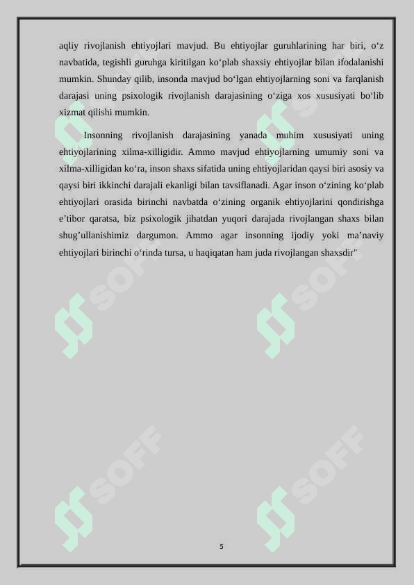 Inson ehtiyojlari 5