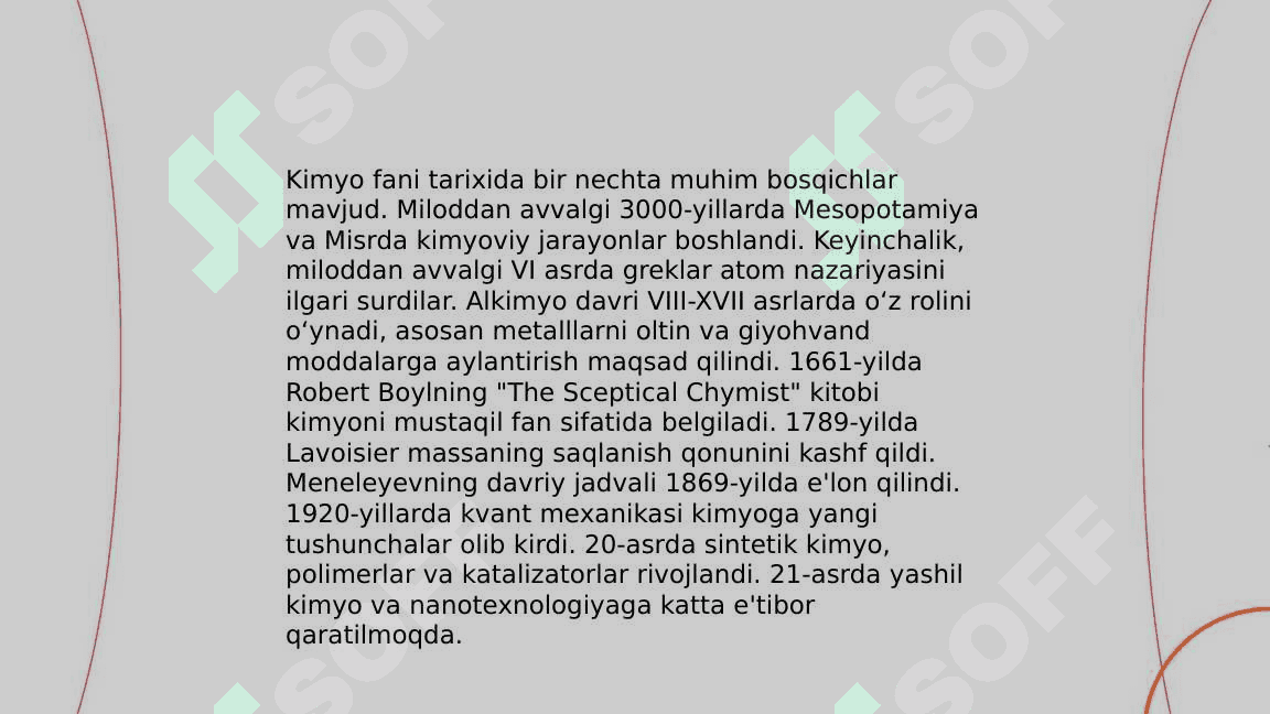 Hozirgi zamon kimyo rivojlanish bosqichlari 3