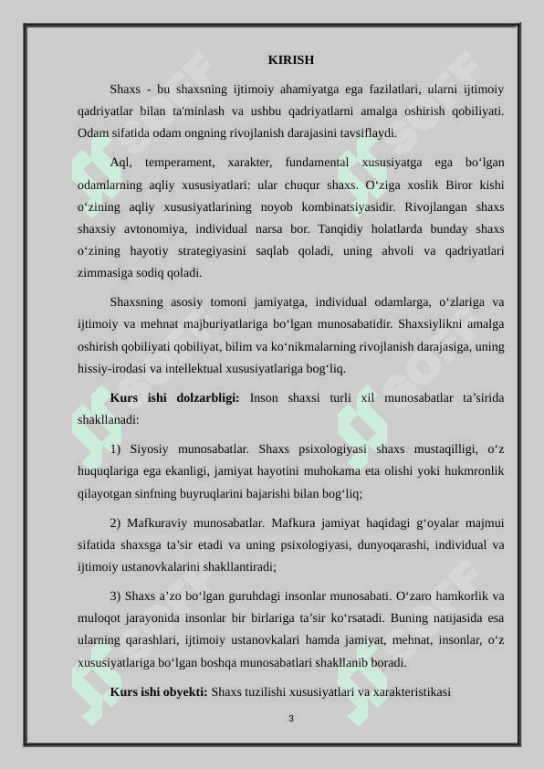 Yaxlitlik va optimallik. Normal shaxs xarakteristikasi 3