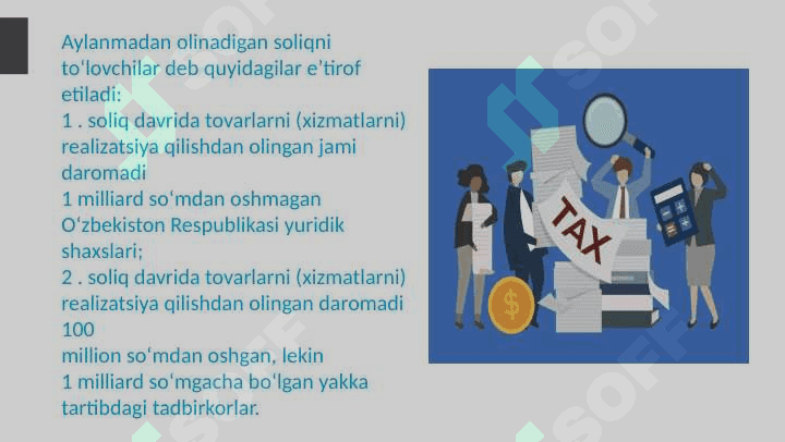 Aylanmadan olinadigan soliqni hisoblab chiqarish, soliq hisobotini taqdim etish hamda toʻlash tartibi 5