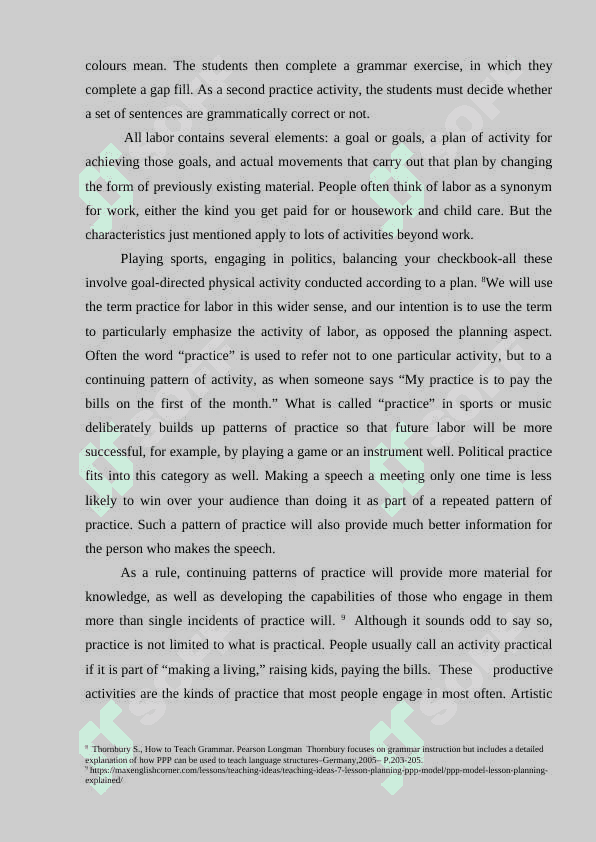 PRESENTATION , PRACTISE AND PRODUCTION IN PLANNING LESSON 8