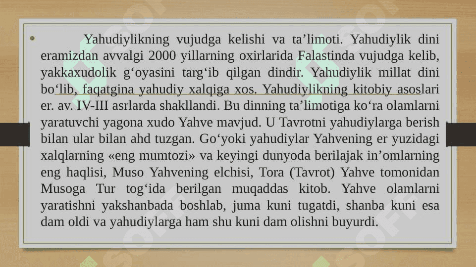 Yahudiylik dinining xususiyatlari 3