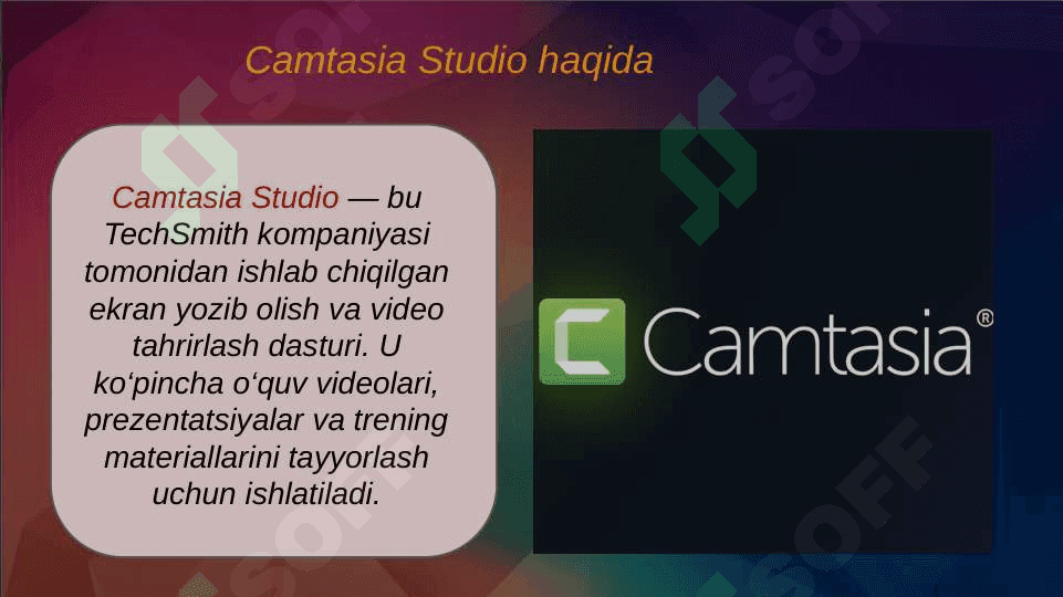 Camtasia Studio,iSpring Campro,Capture,Bandicam dasturlari va ularning imkoniyatlari 3