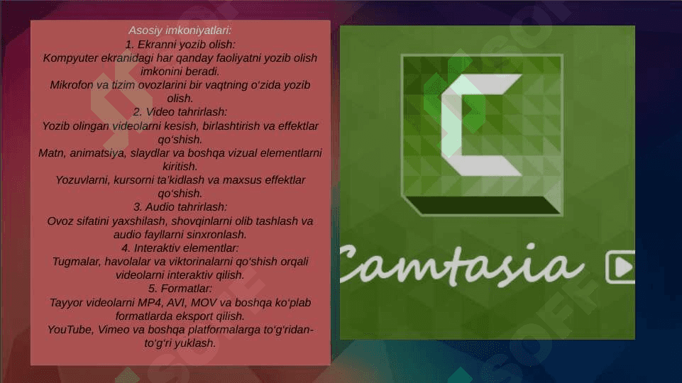 Camtasia Studio,iSpring Campro,Capture,Bandicam dasturlari va ularning imkoniyatlari 4