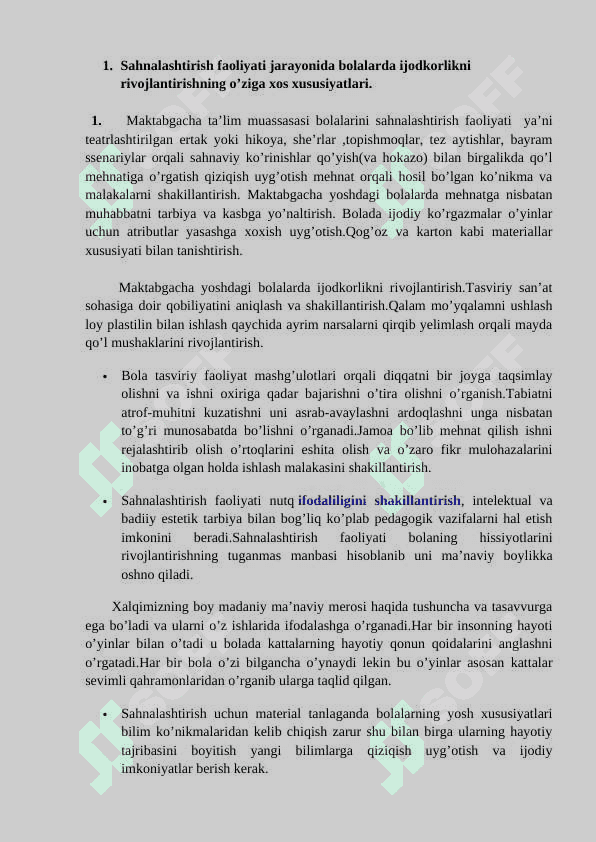 Bolalarni sahnalashtirish va ijodiy faoliyatga oʻrgatish 2