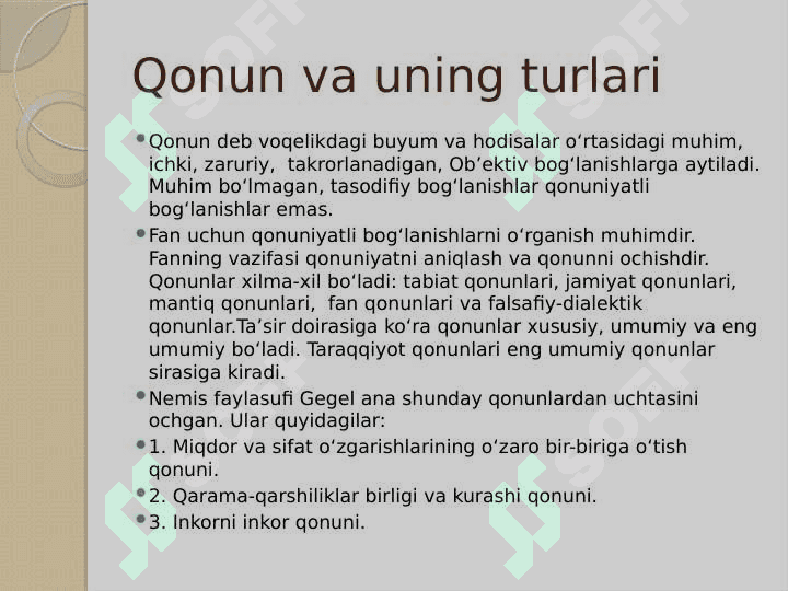FALSAFANING RIVOJLANISH NAZARIYASI. DIALEKTIKA 7
