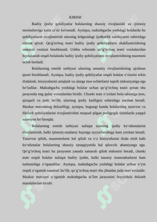 Maktabgacha katta yoshdagi bolalarning badiiy ijodiy qobiliyatlarini qo'g'irchoq teatri vositalari shakllantirish mazmuni 2