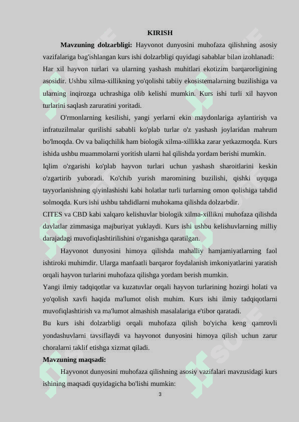 Hayvonot dunyosining muhofaza qilishning asosiy vazifalari 3