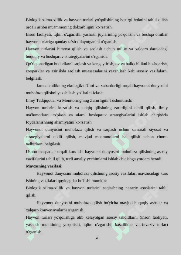 Hayvonot dunyosining muhofaza qilishning asosiy vazifalari 4