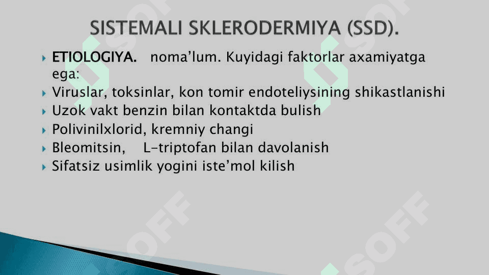 Biriktiruvchi to`qimaning diffuz kasalliklari : sistemali sklerodermiya , dermatomiozit 2
