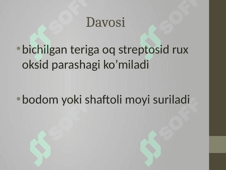 Terini bichilishi va pufakcha xosil bo’lishi Ekzema 7