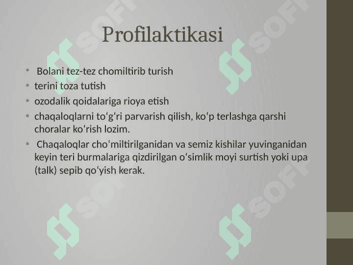 Terini bichilishi va pufakcha xosil bo’lishi Ekzema 8