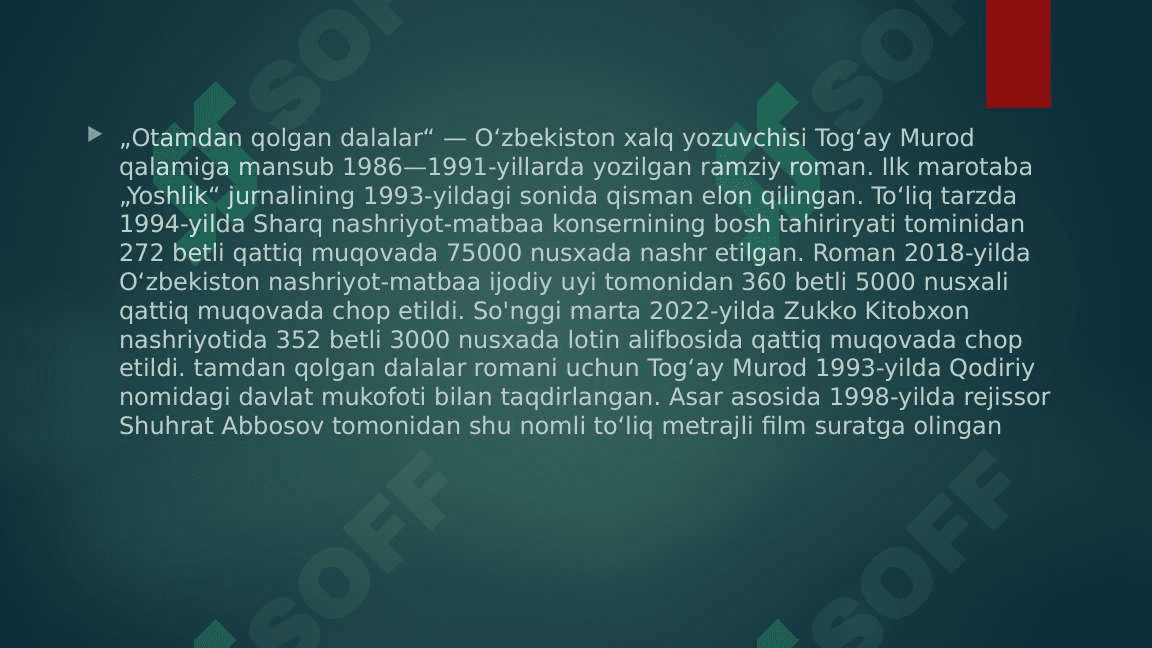 Togay-Murodning-Otamdan-qolgan-dalalar-romani 2