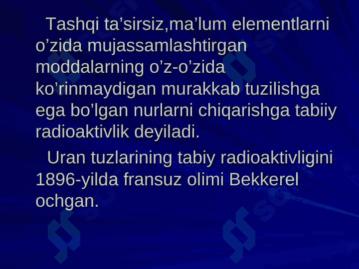 Radioaktivlik . Radioaktiv parchalanish va uni o`lchash . Dozimetriya 2