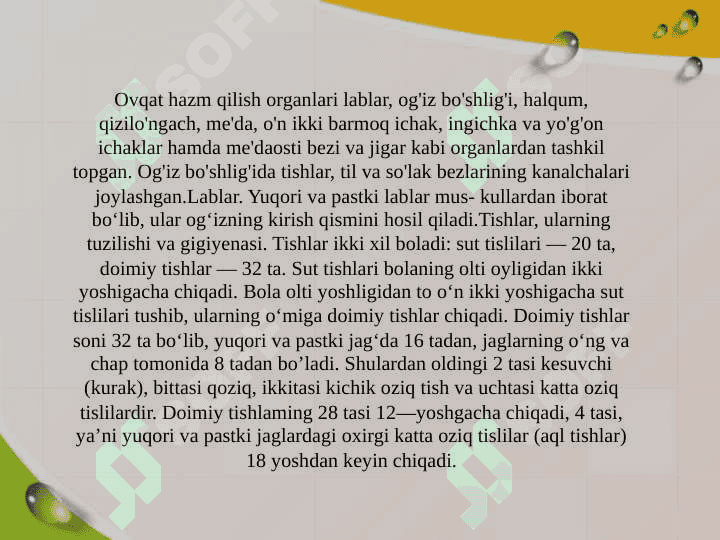 ODAMNING OVQAT HAZM QILISH SISTEMASI 2