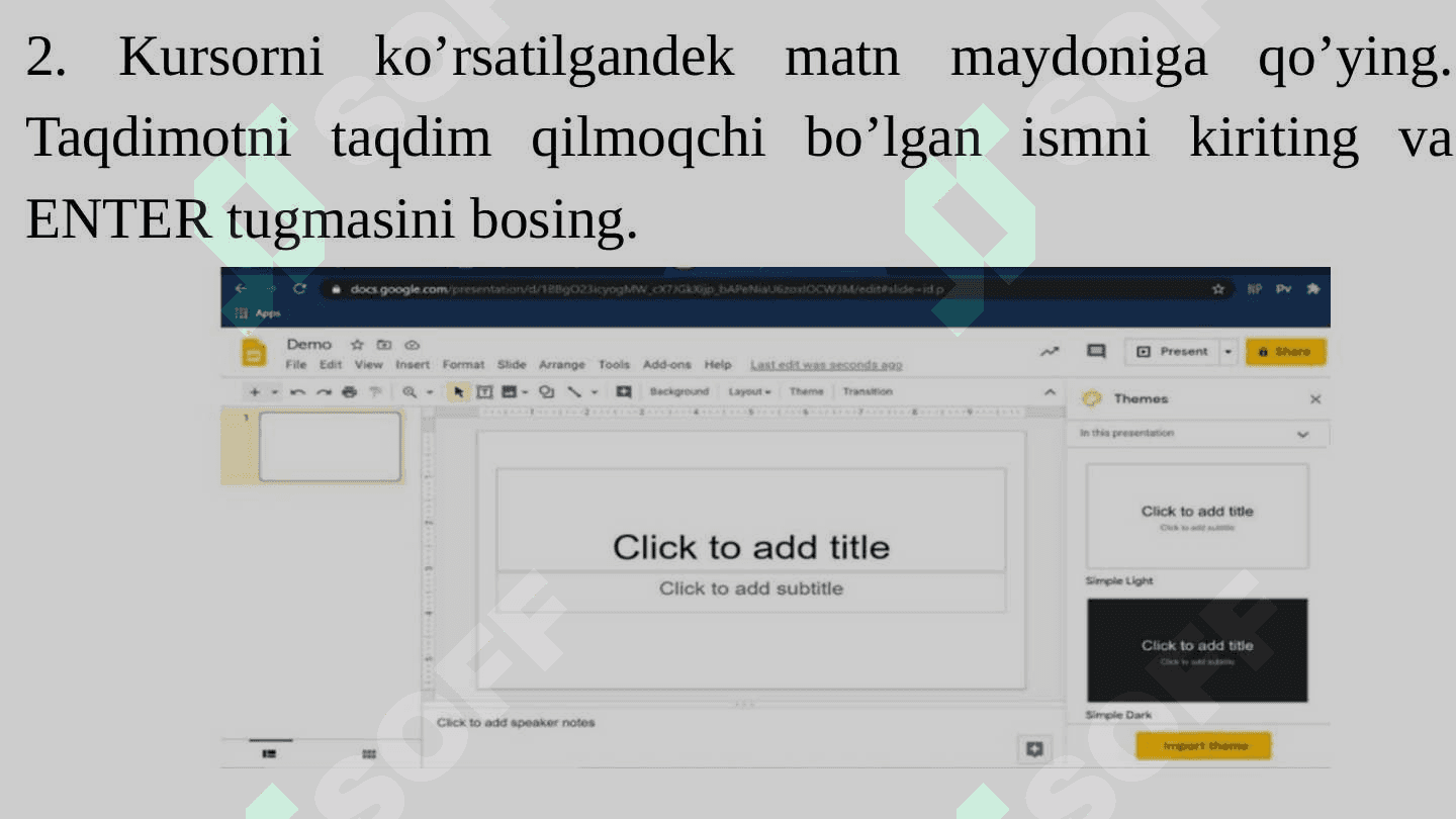 Google presentation va Google Form haqida tushuncha va undan foydalanish. 8