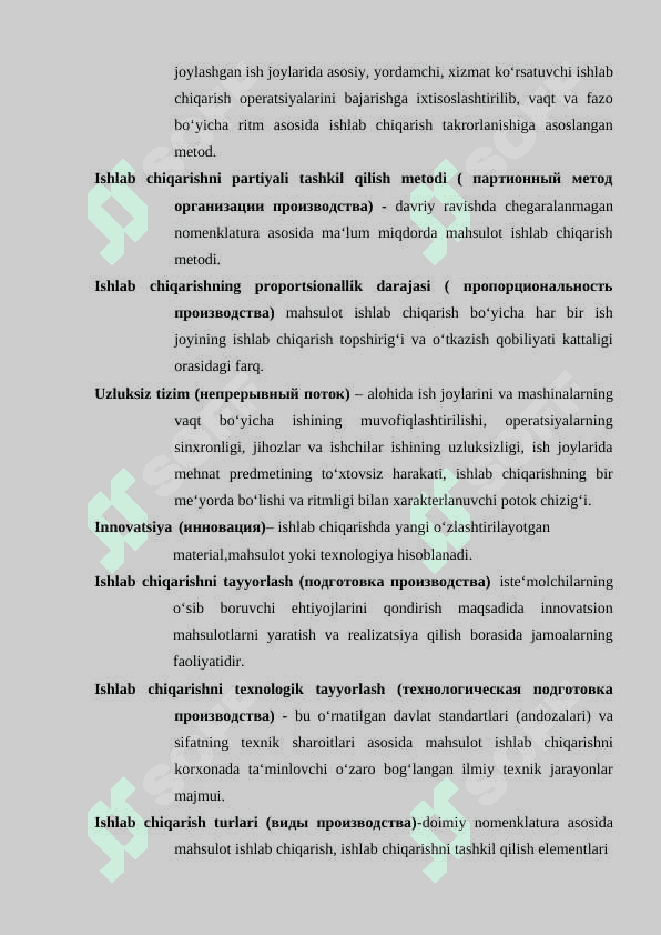 GLOSSARIY iqtisod, ishlab chiqarishni tashkil etish 3