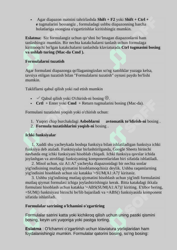 Google sheets haqida ma'lumot 3