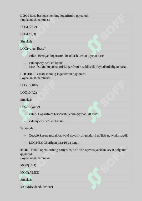 Google sheets haqida ma'lumot 6