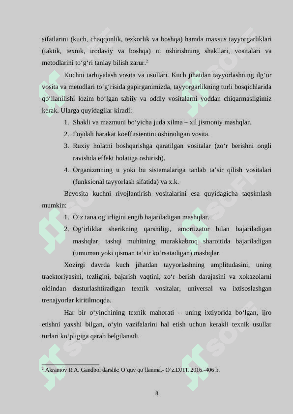 Mustaqil O’zbekistonda gandbolning rivojlanishi va uning barkamol avlod tarbiyasidagi ahamiyati 8