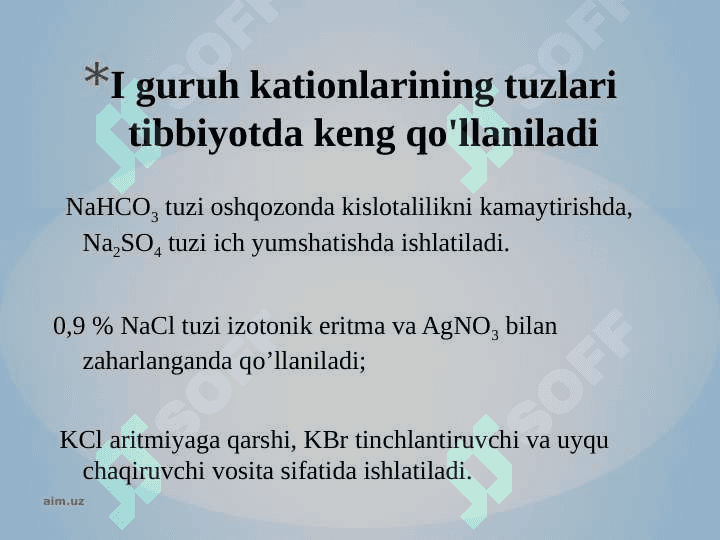 SIFAT REAKSIYALARINI  O’TKAZISH 7
