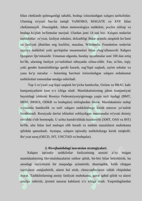 Xalqaro iqtisodiy tashkilotlar va global iqtisodiy barqarorlik. 7