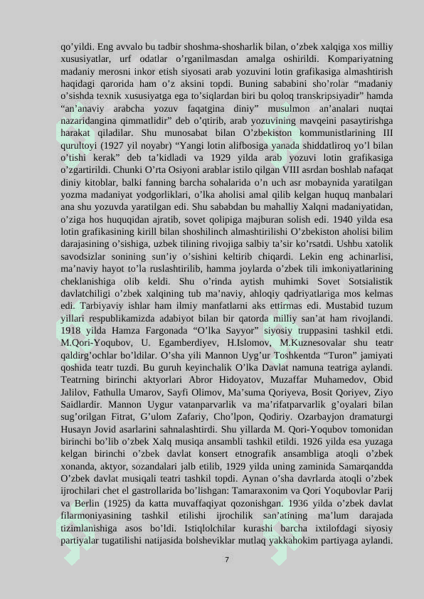 O’ZBEKISTONDA SOVET HOKIMIYATI DAVRIDA OLIY  TA’LIM TIZIMI 7