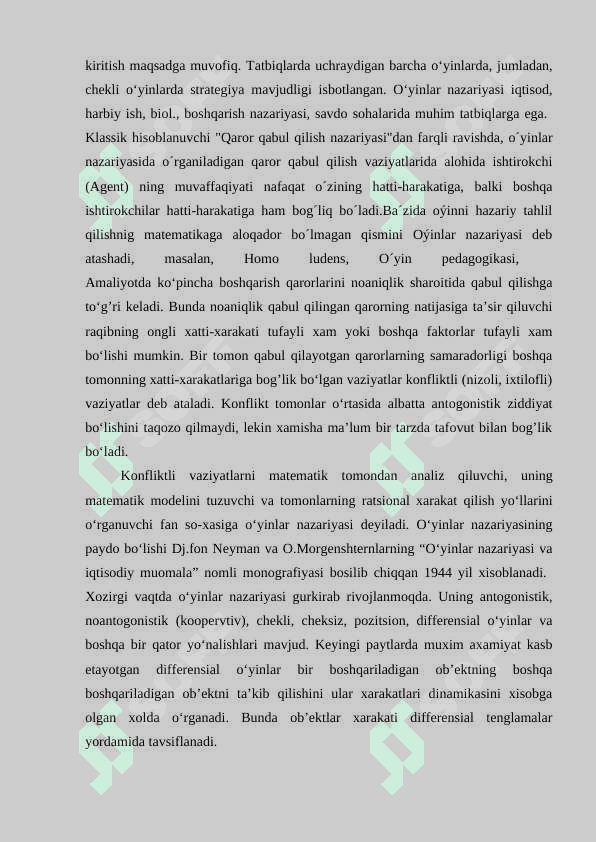 Ikki shaxsning nol yig’indili matritsaviy o’yini 5