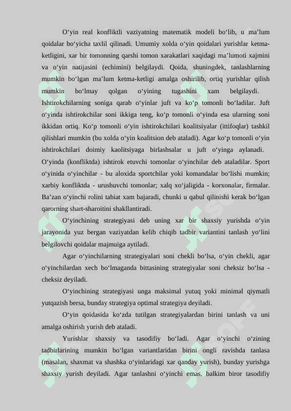 Ikki shaxsning nol yig’indili matritsaviy o’yini 6