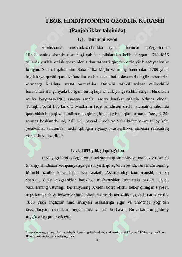 HINDISTONDA MILLIY OZODLIK HARAKATI. 4
