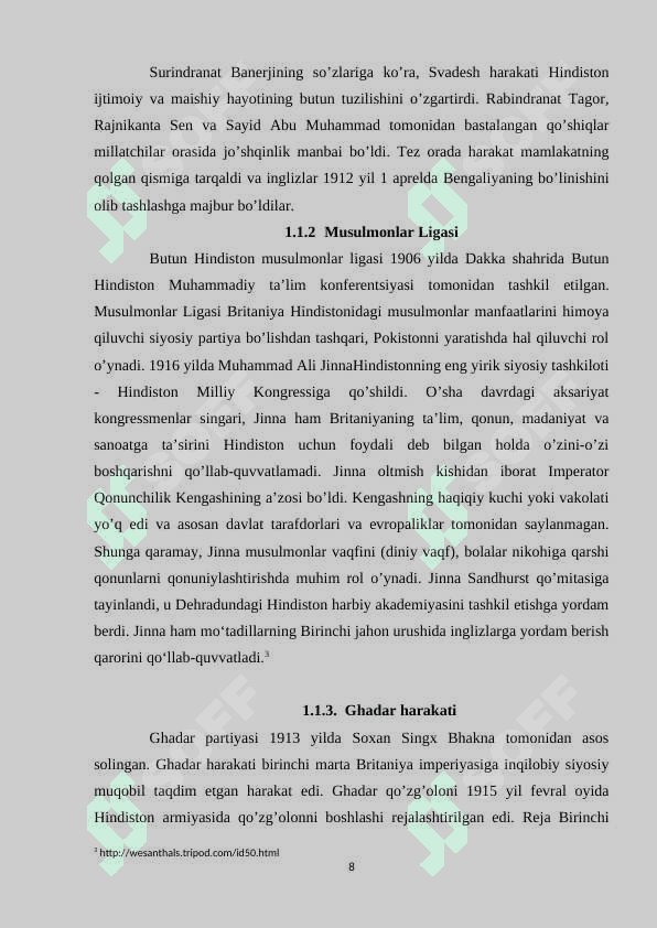 HINDISTONDA MILLIY OZODLIK HARAKATI. 8